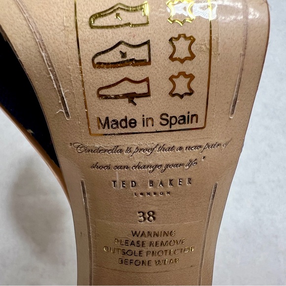 TED BAKER Navy Chinoiserie Junaaa Jacquard Platform Sandals - Sz 38 / 7.5 - Picture 13 of 16